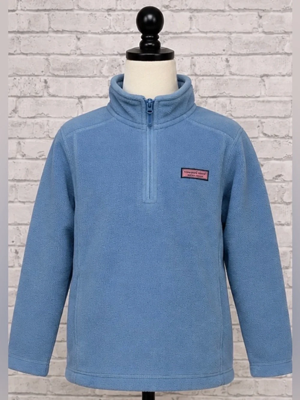 Vineyard Vines Boys Quarter Zip Fleece Pullover Youth Small Blue Whale Logo